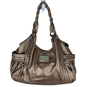 Relic Brand Faux Leather Purse Hobo Shoulder Bag Braided Straps Bronze Brown